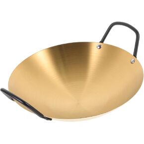Stainless Steel Stir Fry Pan Griddle Pan Dry Pot Household Kitchenware Easy to Clean in Kuwait