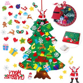 Felt Christmas Tree for Kids, YCOISINI 3.2ft My First Christmas Tree for Toddlers, 34 Ornaments Wall Hanging DIY Christmas Tree with String Light (Batteries Not Included), Two-Tone Version in Kuwait