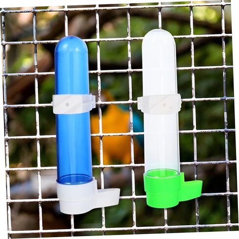 Luxshiny 4pcs Automatic Bird Water Fountain Plastic Parrot Drinking Bottles with Transparent and Blue Containers Easy to Install Pet Supplies for Cage Feeding in Kuwait