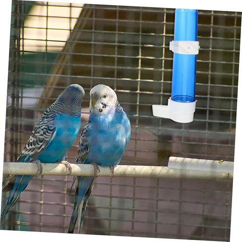 Luxshiny 4pcs Automatic Bird Water Fountain Plastic Parrot Drinking Bottles with Transparent and Blue Containers Easy to Install Pet Supplies for Cage Feeding in Kuwait