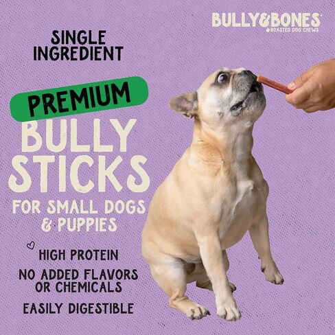 Bully & Bones 6 Inch Odor Free Bully Sticks (8 Ounces) for Small Dogs and Puppies. Healthy Single-Ingredient Beef chew Treats Crafted to Stimulate Your Dog’s Taste Buds. 6" Bully Sticks 8oz. in Kuwait