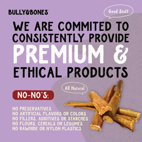 Bully & Bones 6 Inch Odor Free Bully Sticks (8 Ounces) for Small Dogs and Puppies. Healthy Single-Ingredient Beef chew Treats Crafted to Stimulate Your Dog’s Taste Buds. 6" Bully Sticks 8oz. in Kuwait