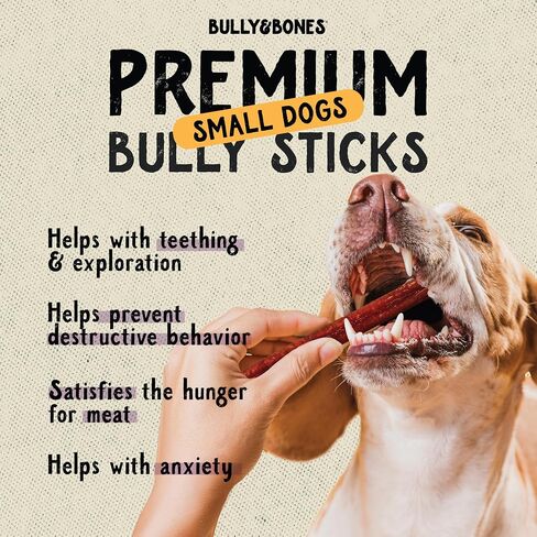 Bully & Bones 6 Inch Odor Free Bully Sticks (8 Ounces) for Small Dogs and Puppies. Healthy Single-Ingredient Beef chew Treats Crafted to Stimulate Your Dog’s Taste Buds. 6" Bully Sticks 8oz. in Kuwait