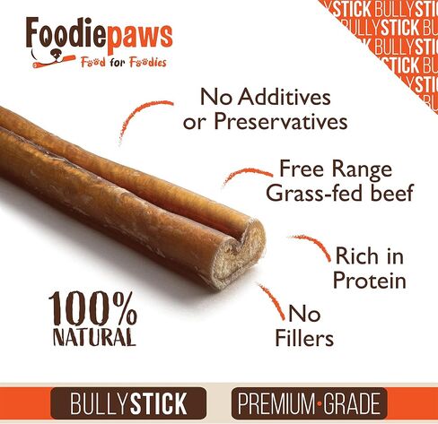 FOODIEPAWS عصي الفتوة للكلاب مقاس 6 بوصات، 15 عبوة | لحوم البقر الطبيعية بالكامل والتي تتغذى على العشب | نسبة عالية من البروتين، خالية من الجلود الخام، مضغ للكلاب قابل للهضم بالكامل | علاجات أسنان طويلة الأمد لجميع السلالات in Saudi Arabia