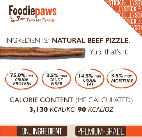 FOODIEPAWS عصي الفتوة للكلاب مقاس 6 بوصات، 15 عبوة | لحوم البقر الطبيعية بالكامل والتي تتغذى على العشب | نسبة عالية من البروتين، خالية من الجلود الخام، مضغ للكلاب قابل للهضم بالكامل | علاجات أسنان طويلة الأمد لجميع السلالات in Saudi Arabia