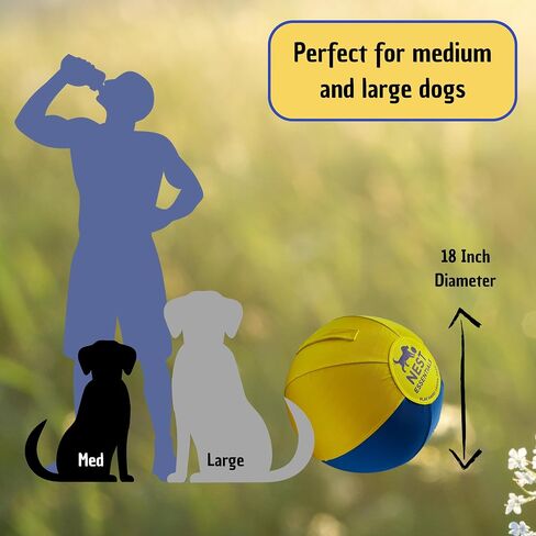 Herding Ball for Dogs 18" Durable Training Dog Toy for Medium & Large Dogs | Dog Ball Includes Clicker + Pump | Blue & Yellow | Tough 1680D Fabric | for Active Breeds in Saudi Arabia