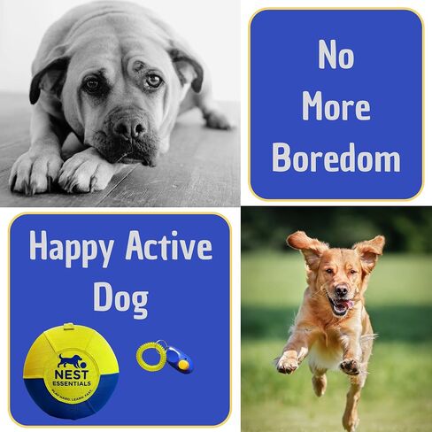 Herding Ball for Dogs 18" Durable Training Dog Toy for Medium & Large Dogs | Dog Ball Includes Clicker + Pump | Blue & Yellow | Tough 1680D Fabric | for Active Breeds in Saudi Arabia