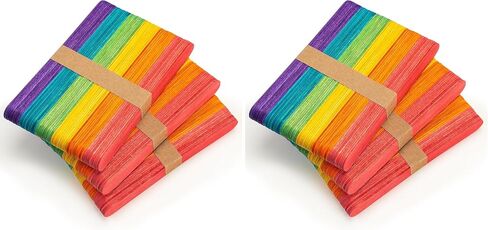WISYOK 120 Pcs 6" Colored Jumbo Wooden Craft Sticks, Rainbow Wooden Popsicle Sticks, Wide Lollipop Sticks, Treat Sticks Ice Pop Sticks fir Creative Designs or Kids Education, Home Art Projects in Kuwait