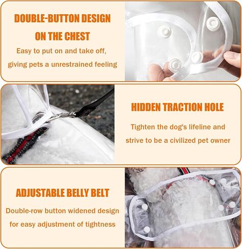 Pet Raincoat, Dog Waterproof Puppy Raincoat Coat Transparent Pet Dog Rainwear Clothes for Cats XL in Saudi Arabia