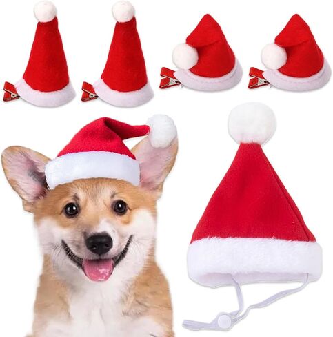 5 قطعة قبعة سانتا عيد الميلاد مشبك شعر إكسسوار شعر للحفلات قابل للتعديل حزام الذقن كلب صغير القط الحيوانات الأليفة لوازم الديكور in Kuwait