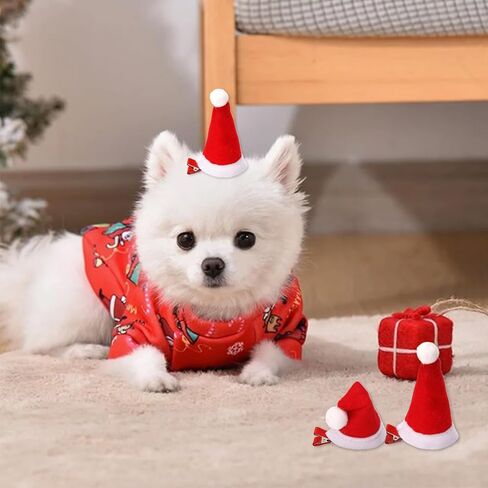 5 قطعة قبعة سانتا عيد الميلاد مشبك شعر إكسسوار شعر للحفلات قابل للتعديل حزام الذقن كلب صغير القط الحيوانات الأليفة لوازم الديكور in Kuwait