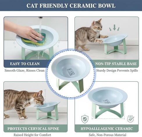 Elevated Pet Bowl, Non-Skid Tilted Anti-Spill Cat Food and Water Dish for Neck Relief, Raised Feeder for Cats and Small Dogs (Purple) in Saudi Arabia