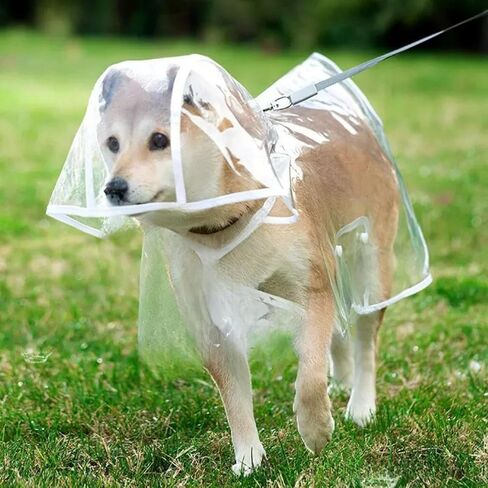 Cape Style Waterproof Dog Raincoat for Small and Medium Dogs, Quick-Drying Waterproof Clothes with Leash Hole, All-Weather Protection with Adjustable Straps and Hood in Saudi Arabia