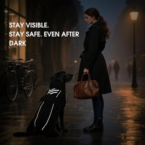 Dog Raincoat XXL, Waterproof Dog Raincoats for Large Dogs with Hood, Leash Hole, Reflect Strips, Ideal for Rain, Snow, Windy Weather & Outdoor Walks, Camping, Hiking - Black in Saudi Arabia