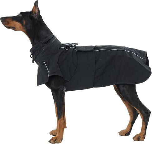 Dog Raincoat XXL, Waterproof Dog Raincoats for Large Dogs with Hood, Leash Hole, Reflect Strips, Ideal for Rain, Snow, Windy Weather & Outdoor Walks, Camping, Hiking - Black in Saudi Arabia