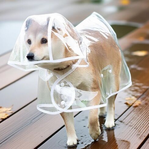 Transparent Dog Raincoat with Hood Waterproof and Stylish Pet Rain Gear for Small and Medium Dogs for Rainy Days and Outdoor Walks in Saudi Arabia