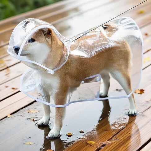 Transparent Dog Raincoat with Hood Waterproof and Stylish Pet Rain Gear for Small and Medium Dogs for Rainy Days and Outdoor Walks in Saudi Arabia