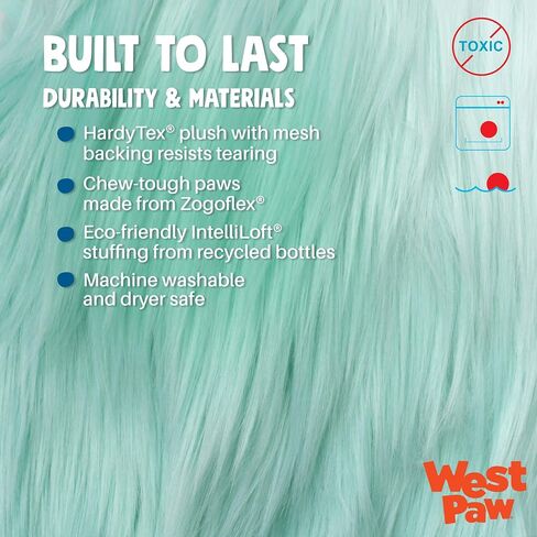 WEST PAW Rowdies Helga Durable Plush Dog Toy with Reinforced Seams Chew Resistant HardyTex Fabric and Interactive Squeaker for Safe Indoor and Outdoor Playtime Bundle for Dogs - Seafoam in Saudi Arabia