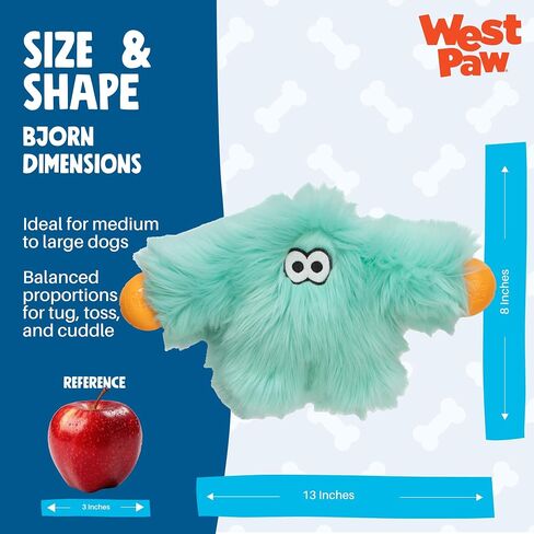 WEST PAW Rowdies Helga Durable Plush Dog Toy with Reinforced Seams Chew Resistant HardyTex Fabric and Interactive Squeaker for Safe Indoor and Outdoor Playtime Bundle for Dogs - Seafoam in Saudi Arabia