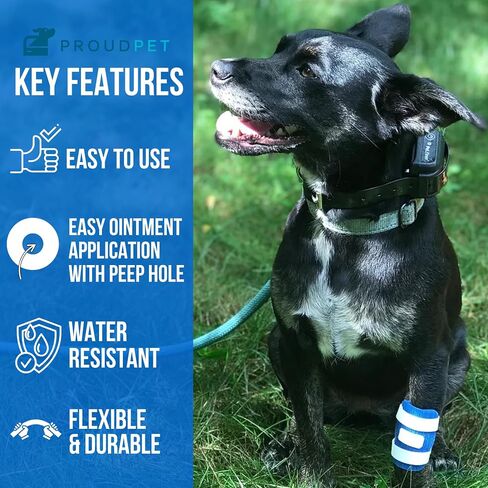 Proud Pet Patches Dog Bandage for Wound Care w/ Peep Hole Cover. Bandages for Dog Hot Spots, Lick Granuloma, Stitches and Wounds. Self Adhesive Wrap Works for Paw, Tail, Legs, Foot for Dogs & Cat in Kuwait