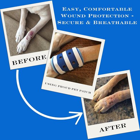Proud Pet Patches Dog Bandage for Wound Care w/ Peep Hole Cover. Bandages for Dog Hot Spots, Lick Granuloma, Stitches and Wounds. Self Adhesive Wrap Works for Paw, Tail, Legs, Foot for Dogs & Cat in Kuwait