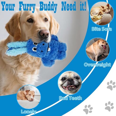 Donkey Squeaky Dog Toys to Keep Them Busy, Stuffed Plush Dog Birthday Toy Crinkle Pet Puppy Tug Toy for Small Medium Large Dogs(Blue) in Saudi Arabia