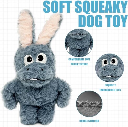 Donkey Squeaky Dog Toys to Keep Them Busy, Stuffed Plush Dog Birthday Toy Crinkle Pet Puppy Tug Toy for Small Medium Large Dogs(Blue) in Saudi Arabia