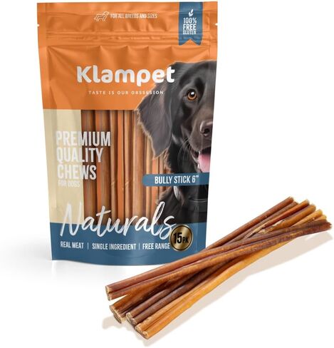 Bully Sticks للكلاب - 6 بوصات (15 عبوة) مضغ طبيعي للكلاب مكون من مكون واحد بنسبة 100% - يدوم طويلاً، رائحة منخفضة وقابل للهضم بالكامل - يدعم صحة الأسنان والمفاصل (6 بوصات (15 عبوة)) in Kuwait