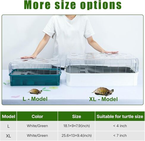 Turtle Habitat Spacious Turtle Tank Kit with Rain Shower Filter SPA & Easy Drain - Perfect for Baby Turtles, Red Eared Sliders Tortoises White, 18.2×9.2×8 Inch in Saudi Arabia