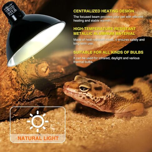 Reptile Lamp Fixture with Dimming Thermostat – Deep Dome Heat Lamp Holder with Adjustable Temperature Control, Compatible with Basking Bulbs & UVB Lights up to 160W. in Saudi Arabia