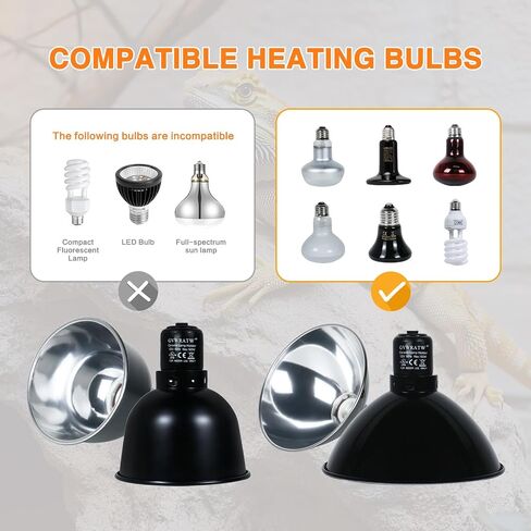 Reptile Lamp Fixture with Dimming Thermostat – Deep Dome Heat Lamp Holder with Adjustable Temperature Control, Compatible with Basking Bulbs & UVB Lights up to 160W. in Saudi Arabia