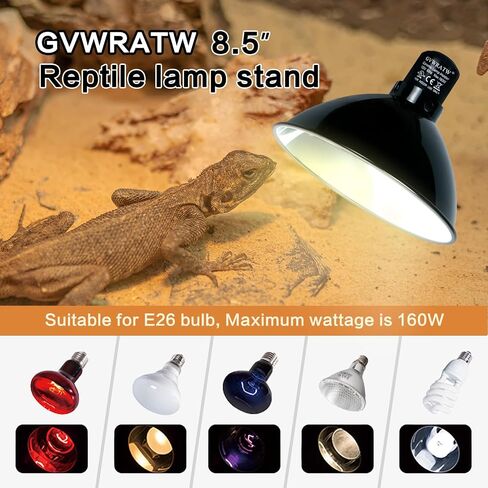 Reptile Lamp Fixture with Dimming Thermostat – Deep Dome Heat Lamp Holder with Adjustable Temperature Control, Compatible with Basking Bulbs & UVB Lights up to 160W. in Saudi Arabia