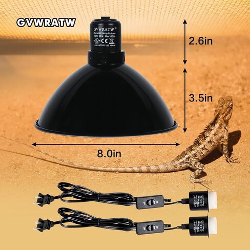 Reptile Lamp Fixture with Dimming Thermostat – Deep Dome Heat Lamp Holder with Adjustable Temperature Control, Compatible with Basking Bulbs & UVB Lights up to 160W. in Saudi Arabia