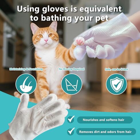 6 قطع من مناديل مبللة سميكة للغاية للحيوانات الأليفة للكلاب والقطط، قفازات تنظيف لغسل القطط والكلاب، قفازات حمام للعناية بالكلاب للعناية اليومية والسفر، بدون شطف in Kuwait
