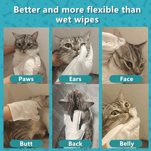 6 قطع من مناديل مبللة سميكة للغاية للحيوانات الأليفة للكلاب والقطط، قفازات تنظيف لغسل القطط والكلاب، قفازات حمام للعناية بالكلاب للعناية اليومية والسفر، بدون شطف in Kuwait