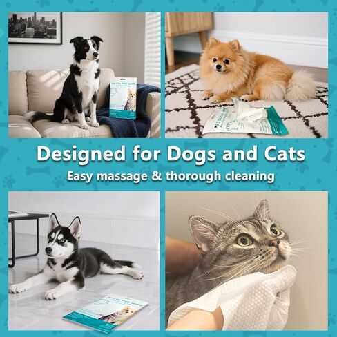 6 قطع من مناديل مبللة سميكة للغاية للحيوانات الأليفة للكلاب والقطط، قفازات تنظيف لغسل القطط والكلاب، قفازات حمام للعناية بالكلاب للعناية اليومية والسفر، بدون شطف in Kuwait