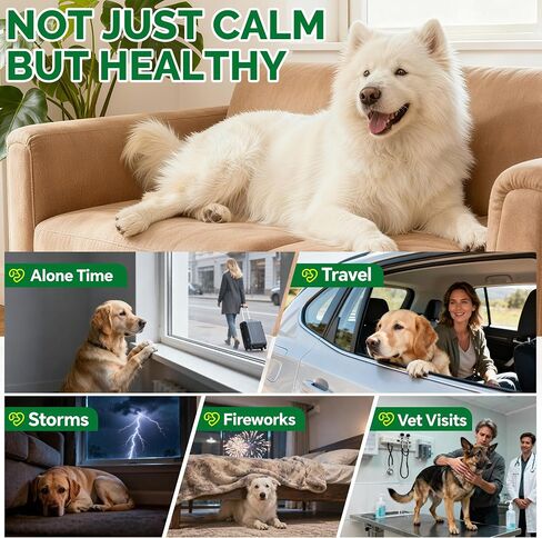 Hemp Calming Chews for Dogs Calming Chews - Anxiety Relief Treats, Dog Calming Relaxing Treats Care Hemp Quiet Moments for Dogs Thunderstorm Fireworks Separation Anxiety Relief, Bacon, 120 Ct in Saudi Arabia