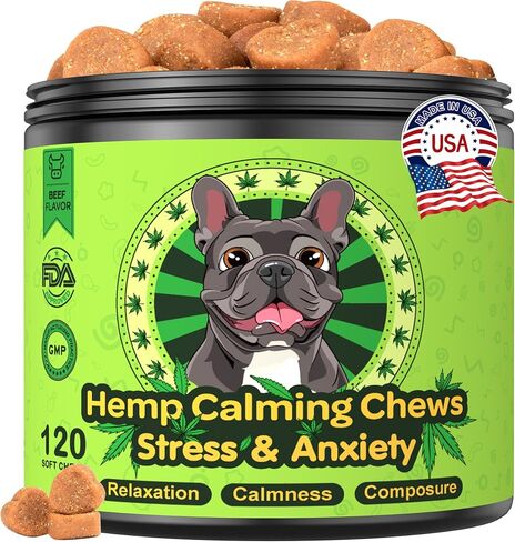 Hemp Calming Chews for Dogs Calming Chews - Anxiety Relief Treats, Dog Calming Relaxing Treats Care Hemp Quiet Moments for Dogs Thunderstorm Fireworks Separation Anxiety Relief, Bacon, 120 Ct in Saudi Arabia
