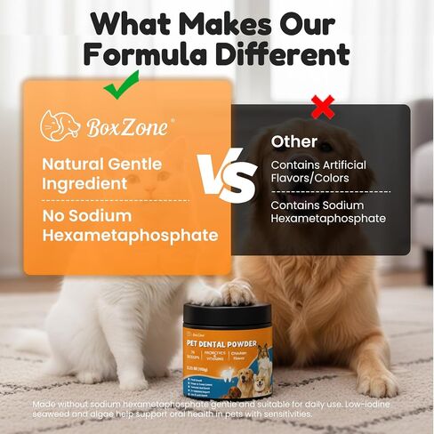Dog Teeth Cleaning Powder - Plaque & Tartar Control, Breath Fresheners with Natural Seaweed, Probiotics, Vitamins, Turmeric & Enzymes for All Dogs & Cats (Chicken Flavor, 75 Scoops) in Saudi Arabia