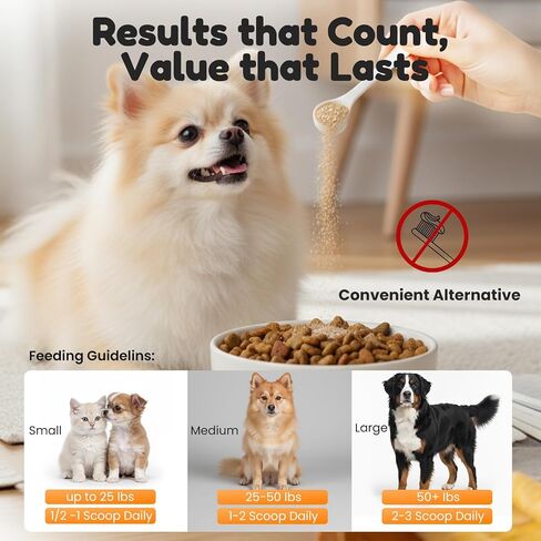 Dog Teeth Cleaning Powder - Plaque & Tartar Control, Breath Fresheners with Natural Seaweed, Probiotics, Vitamins, Turmeric & Enzymes for All Dogs & Cats (Chicken Flavor, 75 Scoops) in Saudi Arabia