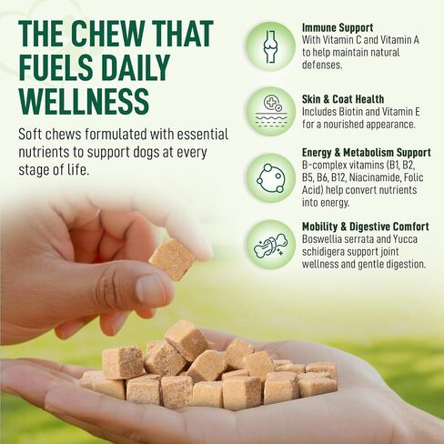 14 in 1- Multivitamin for Dogs 120 Chews - Daily Support for Active & Aging Dogs Vitamin A, D3, E, C, and B-Complex for Joint, Skin, Coat, Immune - Dog Multivitamins, Bacon Flavor in Saudi Arabia