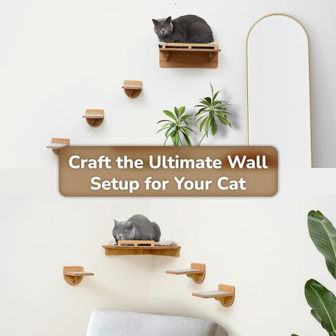 أرفف حائط للقطط بوزن 45 رطلاً مع 3 خطوات مضادة للانزلاق، وأثاث ورف على جدران القطط مثبتة لتوفير المساحة مع وسادة قابلة للغسل للتسلق، ورف داخلي للقطط الكبيرة (خطوات حائط طبيعية للقطط) in Kuwait