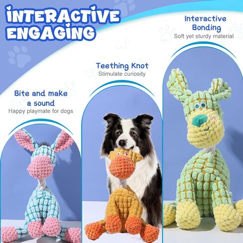 2026 New Dog Toys, Indestructible Plush Dog Toy, Dogs Toys for Aggressive Chewers, Dogs Squeaky Chew Toy for Indoor Pups Teething (Brown 1pcs) in Saudi Arabia
