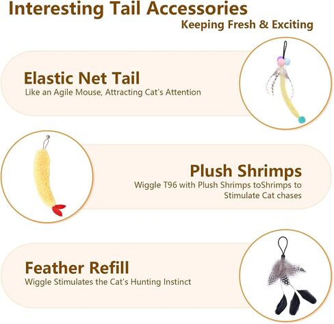 ORSDA 3 PCS Replacement Refills, Feather Tail, Elastic Net Tail, Plush Shrimps for Automatic Kitten Toys, only Suitable T93&T96 Cat Ball Toy in Saudi Arabia
