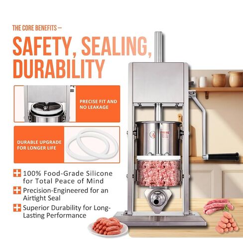 سدادة حشية احتياطية لحشو السجق لصانعي السجق الرأسي والأفقي سعة 3 و5 و7 لتر، متوافقة مع قطع غيار VEVOR وHakka وWeston (عبوة من قطعتين) in Kuwait