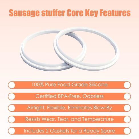 سدادة حشية احتياطية لحشو السجق لصانعي السجق الرأسي والأفقي سعة 3 و5 و7 لتر، متوافقة مع قطع غيار VEVOR وHakka وWeston (عبوة من قطعتين) in Kuwait