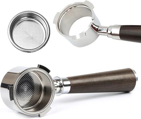 51mm Bottomless Portafilter for Delonghi ECP3420, EC155, BCO430, EC260 | 2 Ears Stainless Steel with Walnut Handle & Double Shot Basket(51MM used onDelonghi ECP3420/EC155 | 2 Ears) in Saudi Arabia