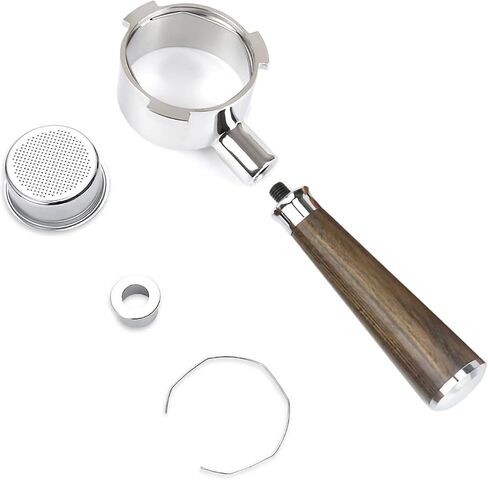 51mm Bottomless Portafilter for Delonghi ECP3420, EC155, BCO430, EC260 | 2 Ears Stainless Steel with Walnut Handle & Double Shot Basket(51MM used onDelonghi ECP3420/EC155 | 2 Ears) in Saudi Arabia