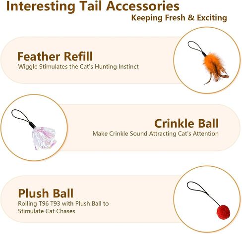 ORSDA 3 PCS Replacement Refills, Feather Tail, Elastic Net Tail, Plush Shrimps for Automatic Kitten Toys, only Suitable T93&T96 Cat Ball Toy in Saudi Arabia