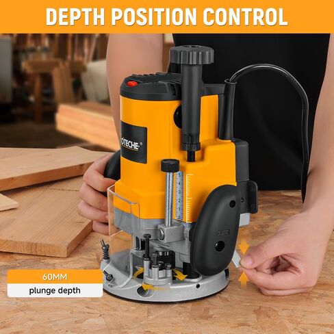 Hoteche Cpmpact Router 4.8-Amp/580W Wood Trimmer Fixed Base Electric Palm Router with 1/4" Collet for Wood Working Slotting, Trimming, Carving in Saudi Arabia
